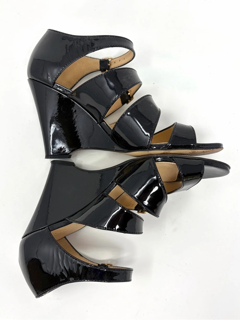 J. Crew Made In Italy Patent Leather Strappy Wedge 8